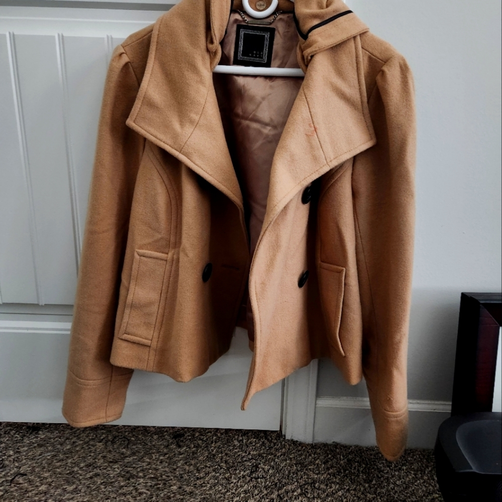 Taupe and Black cropped Pea Coat